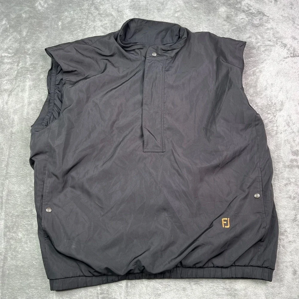 Footjoy Dryjoys Vest Mens Large Black 1/4 Zip Snap Golf Performance Lined Gorp‎